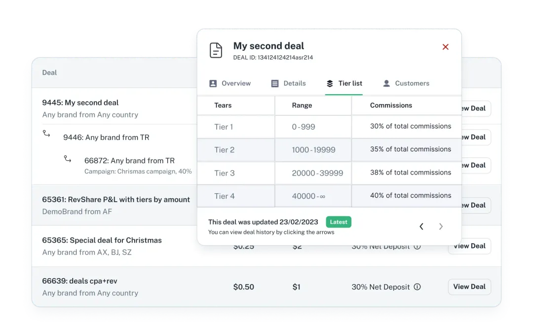 An image showcasing the UI of the flexible deal structuring