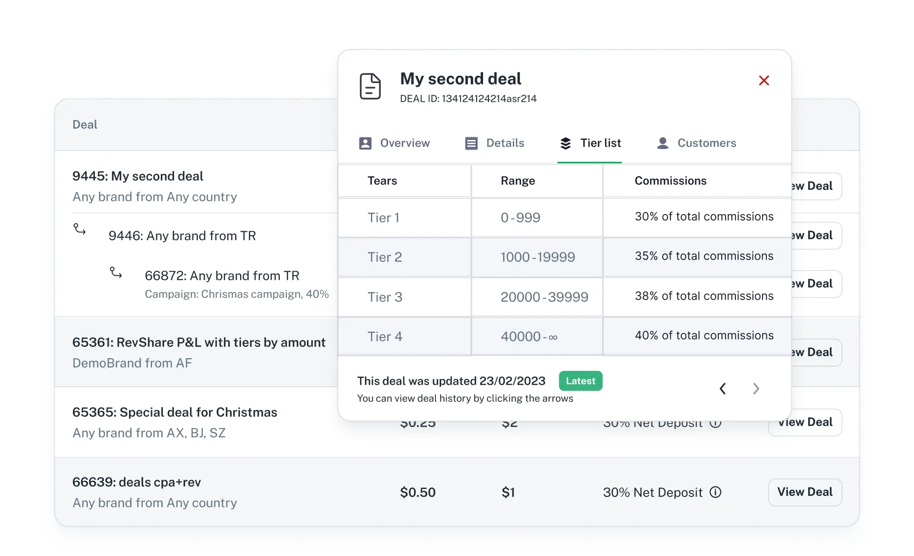 An image showcasing the UI of the flexible deal structuring